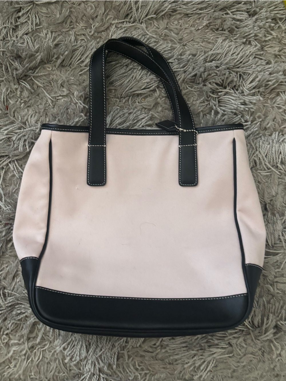 Coach Pale Pink Tote with Black Leather Trim